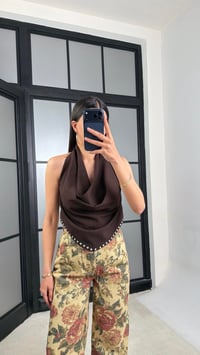 Acı Kahve Zımba Detaylı Beli Lastikli Premium Crop GAUS-01488GAUSCROPGAUS-01488
