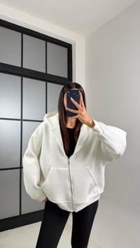 Beyaz Kapüşonlu Şardonlu Hırka GAUS-00828GAUSCardiganGAUS-00828