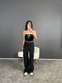 ZR Model Siyah Fermuarlı Paraşüt Pantolon GausPANTOLONGU004742