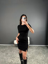 Henny Siyah Yırtmaçlı Elbise GausELBİSEGU004118