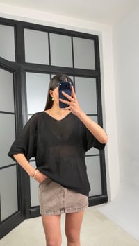 Siyah Yarasa Kol Ajurlu Triko Bluz GAUS-01443GAUSBLUZGAUS-01443