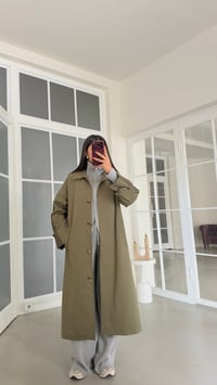 Yeşil Kol Şeritli Astarlı Trençkot GAUS-02245GAUSTRENÇKOTGAUS-02245
