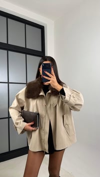 Bej Yaka Kürk Detaylı Astarlı Trençkot GAUS-00660GAUSTRENÇKOTGAUS-00660