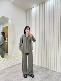 Haki Gömlek Beli Lastikli Pantolon Premium Tensel Takım Gaus00322GausTAKIMGU1001745