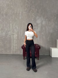 Vayole Siyah Süet İspanyol Paça PantolonGausPANTOLONGU1005