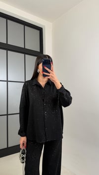 Siyah Gömlek Beli Lastikli Pantolon Premium Simli Takım GAUS-01013 GAUS-01014GAUSTAKIMGAUS-01014