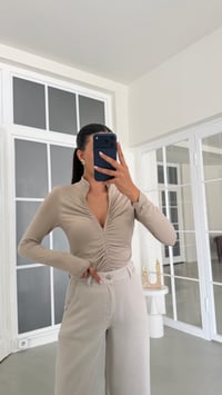 Vizon Drapeli Fermuarlı Bluz GAUS-02160GAUSBlouseGAUS-02160