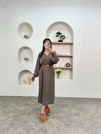 Bella Kahve V Yaka Triko ElbiseGausELBİSEGU00903566