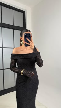 Siyah Madonna Yaka Dantelli Astarlı Elbise GAUS-00664GAUSDressesGAUS-00664