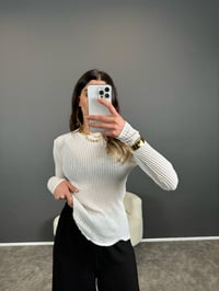 Beyaz Uzun Kollu Transparan Triko GausTRİKOGU004659