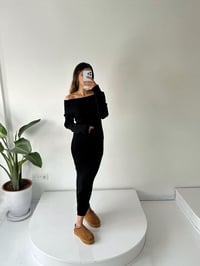 Aero Siyah Kayık Yaka Siyah Triko ElbiseGausELBİSEGU002254