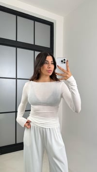 Ekru Kayık Yaka Muadil Transparan Bluz GAUS-00455GAUSBLUZGAUS-00455