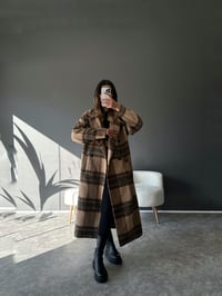 Premium Kahve Ekose Astarlı Uzun KabanGausKABANGU002858