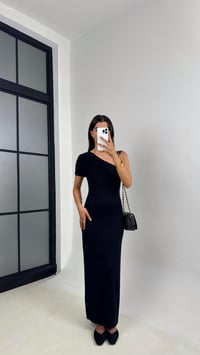 Siyah Tek Omuz Maxi Boy Elbise Gaus00685GausELBİSEGU1002581