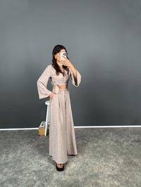 Libens Sütlü Kahve Crop Bol Paça Pantolon TakımGausTAKIMGU008353