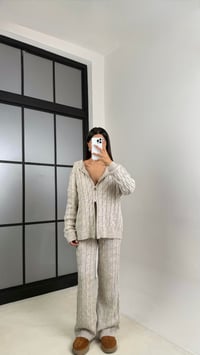 Taş Saç Örgülü Kapüşonlu Hırka Pantolon Triko Takım GAUS-00514GAUSTAKIMGAUS-00514