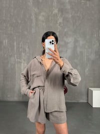 Vizon Cepli Gömlek Beli Lastikli Şort Takım Gaus00226GausTAKIMGU1001525