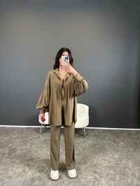 Heidy Soft Yeşil Gofre Kumaş Kemerli İkili TakımGausTAKIMGU004404