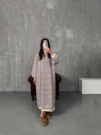 Bueno Bordo Beyaz Çizgili ElbiseGausELBİSEGU00904159