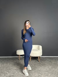 Alone Mavi Maxi Triko ElbiseGausELBİSEGU002405