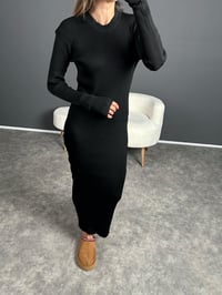 Alone Siyah Maxi Triko ElbiseGausELBİSEGU002406