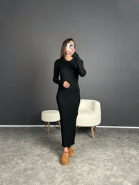 Alone Siyah Maxi Triko ElbiseGausELBİSEGU002406