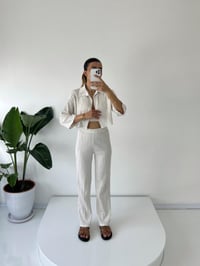 Alyona Kırçıllı Beyaz Gofre İkili TakımGausTAKIMGU001492
