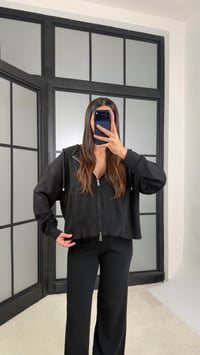 Siyah Kapüşonlu Hırka Beli Lastikli Pantolon İkili Triko Takım GAUS-01184GAUSTAKIMGAUS-01184