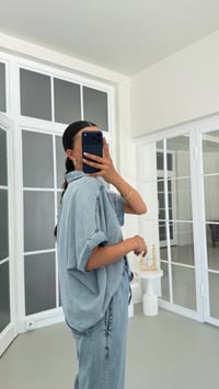 Mavi Gömlek Ayarlanabilir Pantolon İkili Tencel Denim Takım GAUS-01771GAUSTAKIMGAUS-01771