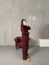 Sise Bordo Polo Yaka Fitilli Triko TakımGausTAKIMGU100124
