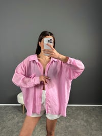 Let Pembe Çizgili Premium Salaş Gömlek  GausGÖMLEKGU007229