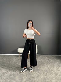 Premium Siyah Tensel Bilekte Bol Paça Pantolon GausPANTOLONGU004570