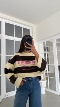 Kahve Şeritlı Baskılı Sweatshirt GAUS-02121 GAUS-02198GAUSSweatshirtGAUS-02198
