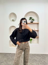 Zel Siyah MD muadil Düğmeli Kısa Kaşe CeketGausCEKETGU00903582