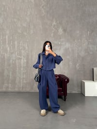 Blom Mavi Gabardin Beli Lastikli Cepli İkili TakımGausTAKIMGU00903803