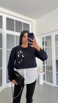 Lacivert TWST Model Gömlek Detaylı Sweatshirt GAUS-02059GAUSالسويت شيرت GAUS-02059
