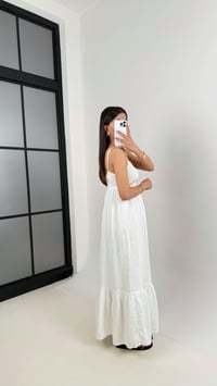 Beyaz Nakışlı Ayarlanabilir Askılı Astarlı Müslin Elbise Gaus00409GausELBİSEGU1001955