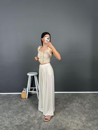 Sesto Ekru Salaş Düğmeli Bol Pantolon GausPANTOLONGU008231