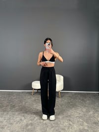 Olya Siyah Beli Lastikli PantolonGausPANTOLONGU004431