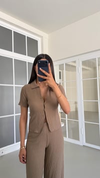 Vizon Crop Bluz Beli Lastikli Pantolon Bürümcük Takım GAUS-01555GAUSSuitsGAUS-01555