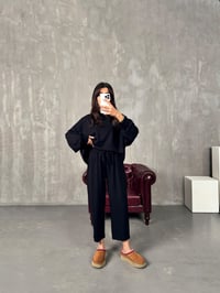 Serge Siyah Oys Kumaş Oversize İkili Takım GausTAKIMGU00903807