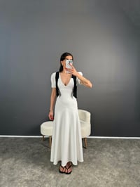 Kendall Astarlı Kurdele Detaylı Beyaz ElbiseGausELBİSEGU007203