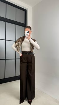 Acı Kahve Çift Kemerli Pileli Kumaş Pantolon GAUS-00896GAUSPANTOLONGAUS-00896