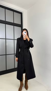 Siyah Astarlı Kuşaklı Süet Trençkot GAUS-00228GAUSTRENÇKOTGAUS-00228