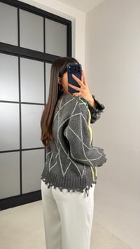 Antrasit Baklava Desenli Saçaklı Hırka GAUS-01125GAUSHIRKAGAUS-01125