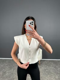 Ekru Omuz Katlamalı YelekGausYELEKGU004362