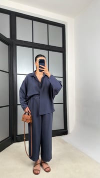 Lacivert Gömlek Beli Lastikli Pantolon Premium Tencel Kumaş Takım GAUS-01525GAUSSuitsGAUS-01525