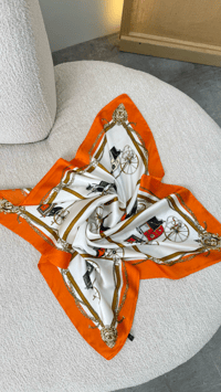 Turuncu At Arabası Desenli Fular GAUS-00337GAUSŞal & FularGAUS-00337