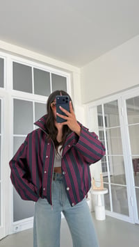 Pembe Şeritli Dik Yaka Astarlı Premium Bomber Ceket GAUS-02029 GAUS-02095GAUSJacketsGAUS-02095