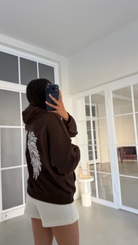 Kahve Kanat İşlemeli Kapüşonlu Sweatshirt GAUS-02052GAUSSweatshirtGAUS-02052